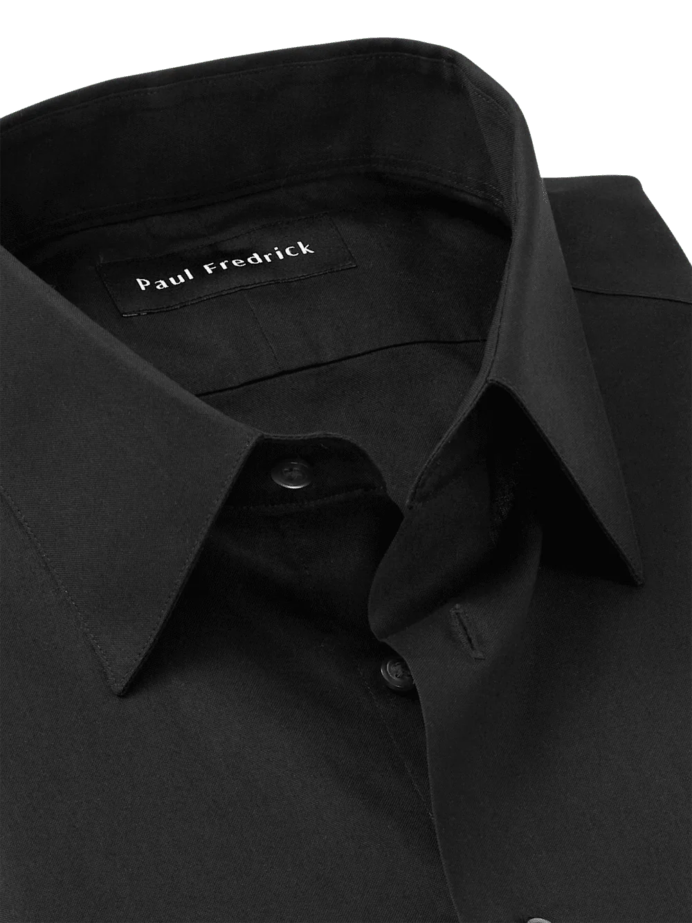 Non-Iron Cotton Pinpoint Solid Point Collar Dress Shirt - Black - Image 7