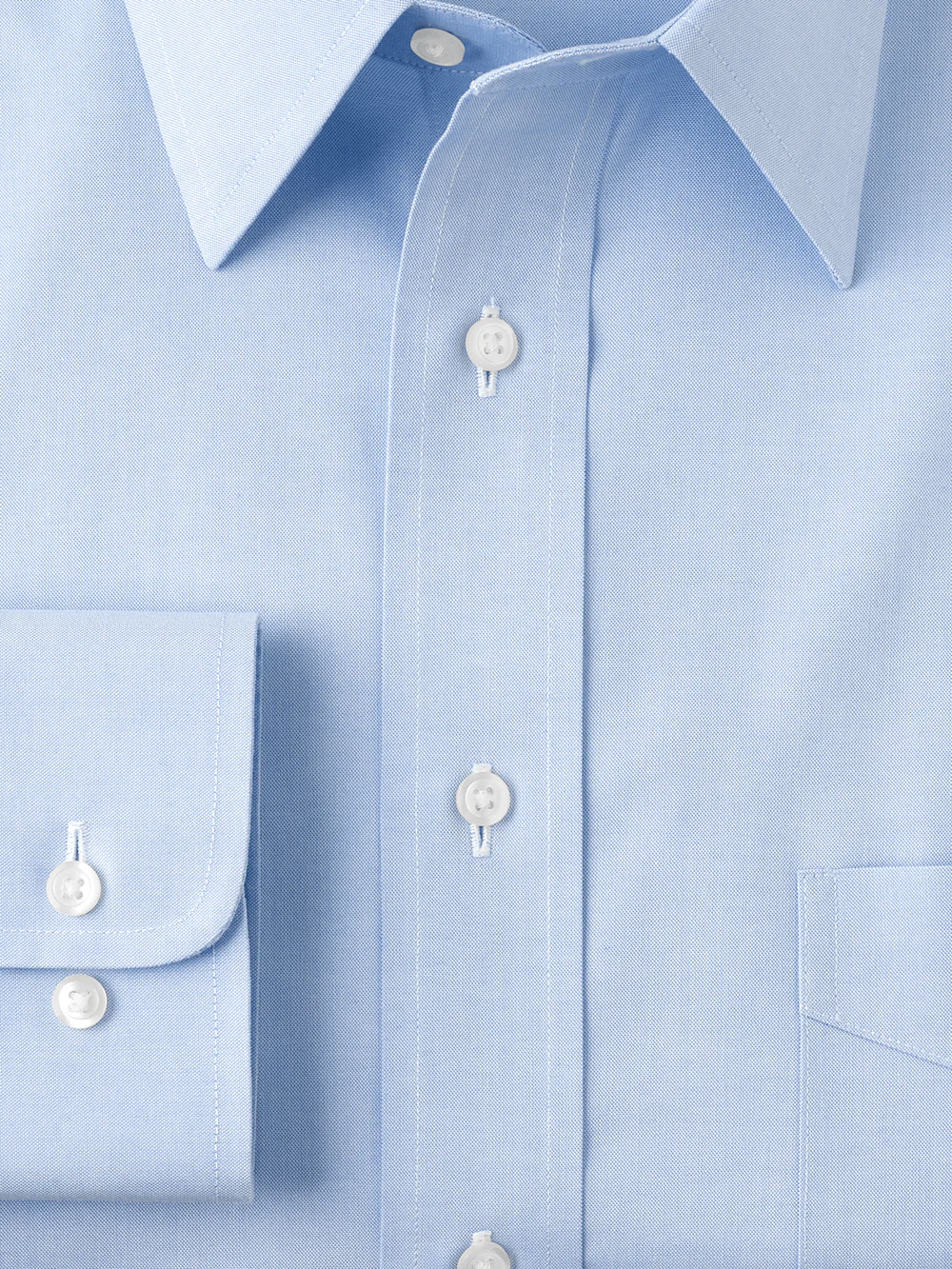 Non-Iron Cotton Pinpoint Solid Point Collar Dress Shirt - Blue - Image 7