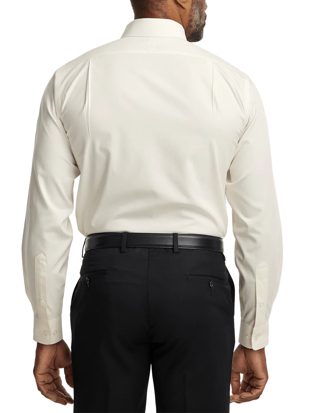 Non-Iron Cotton Pinpoint Solid Point Collar Dress Shirt - Ecru - Image 5