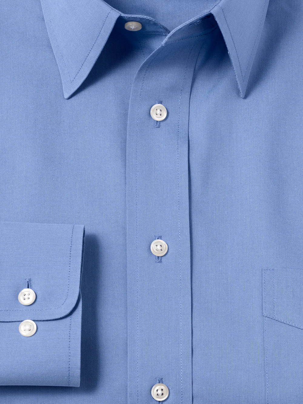 Non-Iron Cotton Pinpoint Solid Point Collar Dress Shirt - French Blue - Image 6