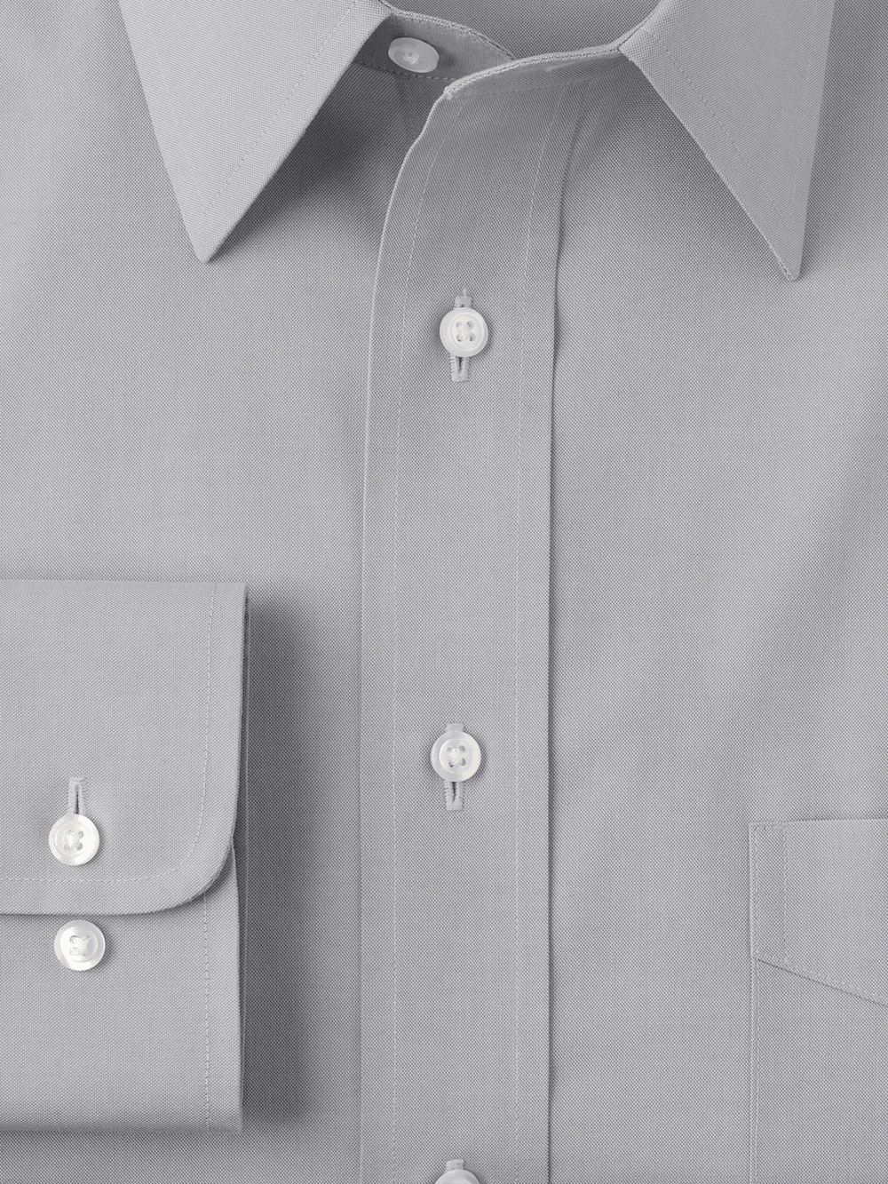 Non-Iron Cotton Pinpoint Solid Point Collar Dress Shirt - Grey - Image 6