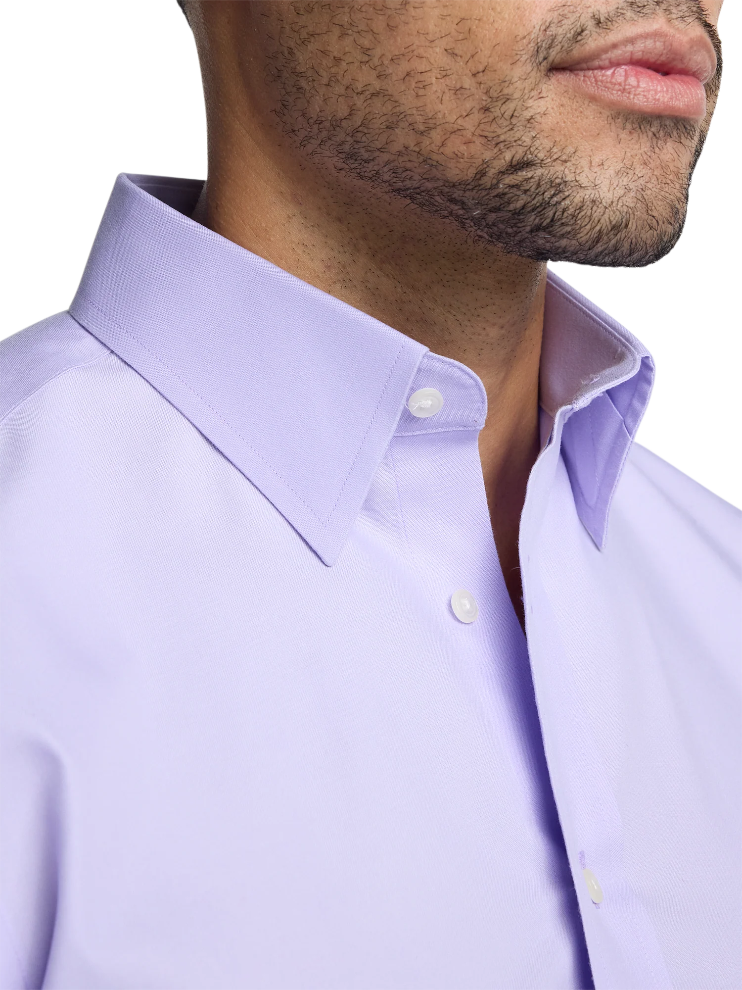 Non-Iron Cotton Pinpoint Solid Point Collar Dress Shirt - Lavender - Image 3