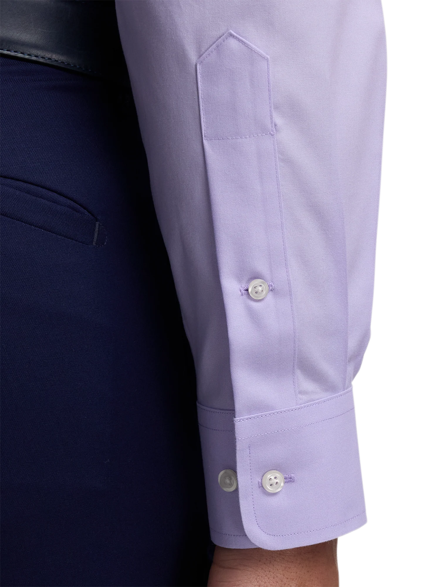 Non-Iron Cotton Pinpoint Solid Point Collar Dress Shirt - Lavender - Image 4