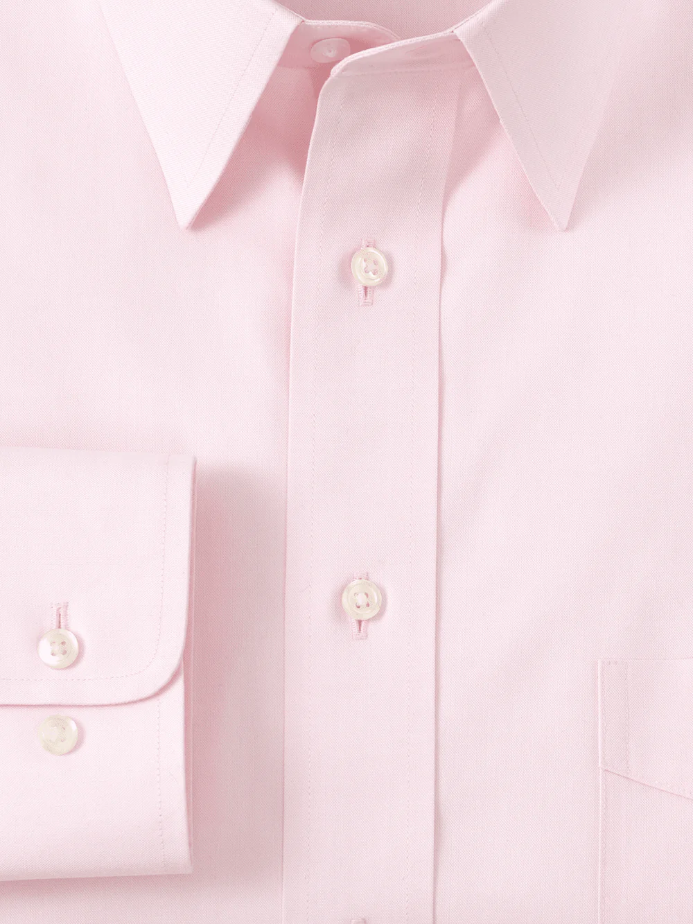 Non-Iron Cotton Pinpoint Solid Point Collar Dress Shirt - Pink - Image 6