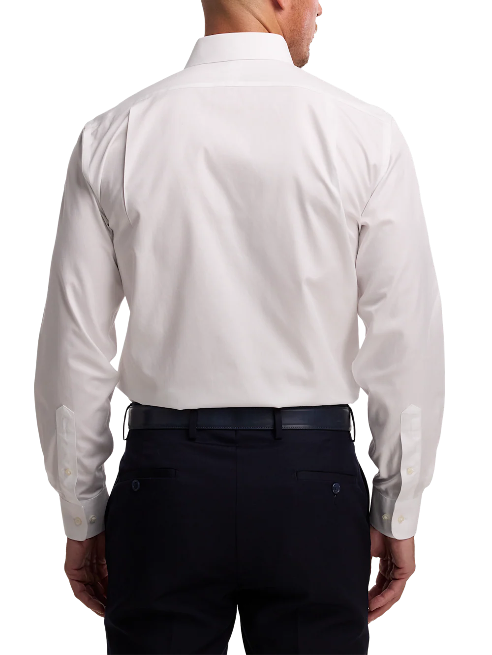 Non-Iron Cotton Pinpoint Solid Point Collar Dress Shirt - White - Image 5