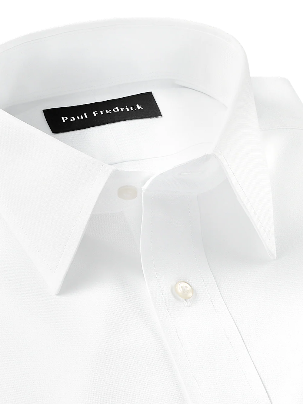 Non-Iron Cotton Pinpoint Solid Point Collar Dress Shirt - White - Image 7