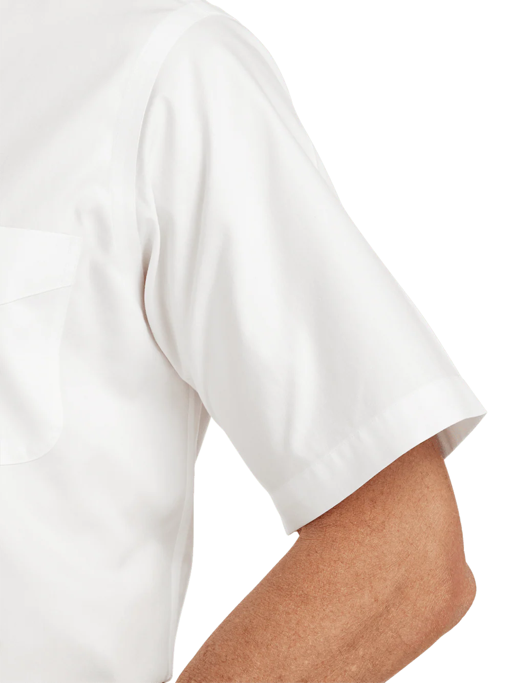 Non-Iron Cotton Pinpoint Solid Point Collar Short Sleeve Dress Shirt - White - Image 4