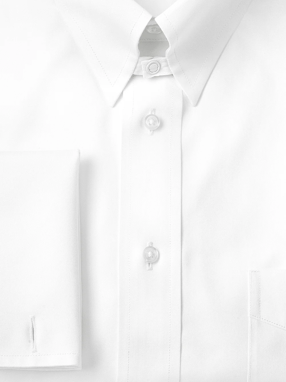 Non-Iron Cotton Pinpoint Solid Snap Tab Collar French Cuff Dress Shirt - Blue Stripe - Image 3