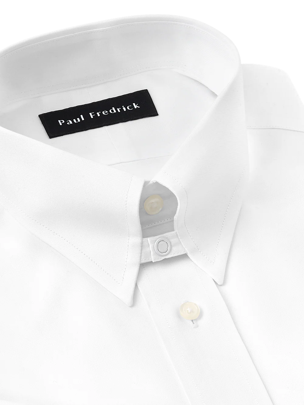 Non-Iron Cotton Pinpoint Solid Snap Tab Collar French Cuff Dress Shirt - White - Image 7