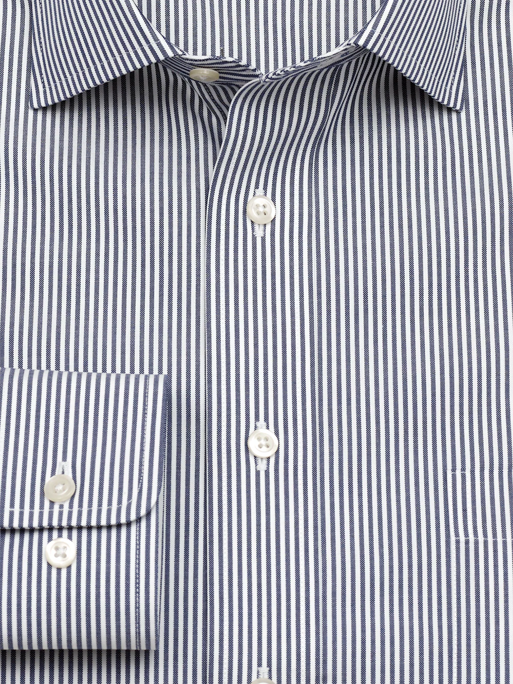 Non-Iron Cotton Pinpoint Solid Spread Collar Dress Shirt - Blue Stripe - Image 6