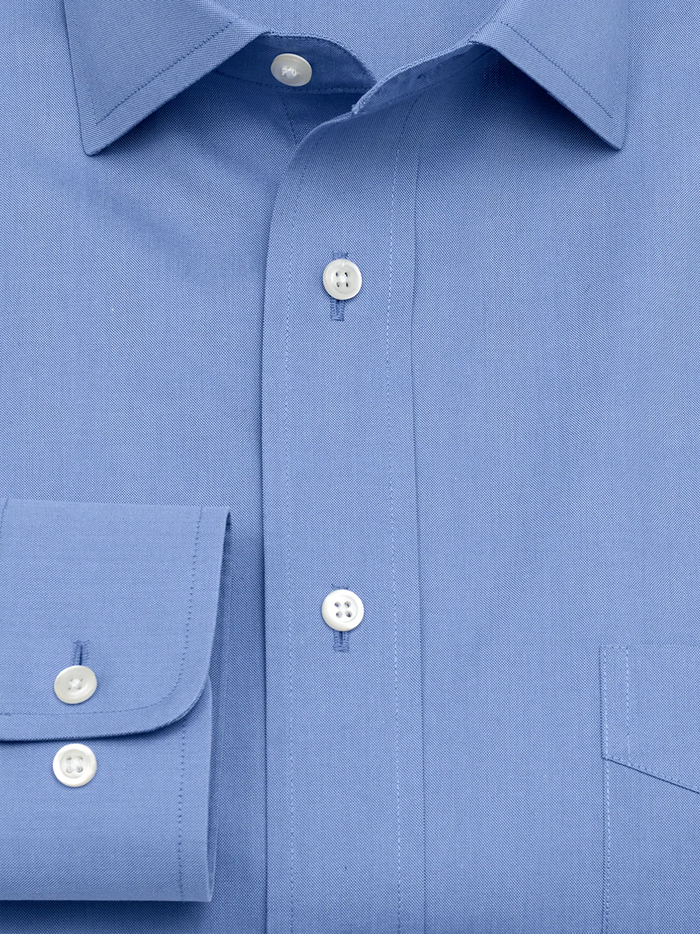 Non-Iron Cotton Pinpoint Solid Spread Collar Dress Shirt - French Blue - Image 6