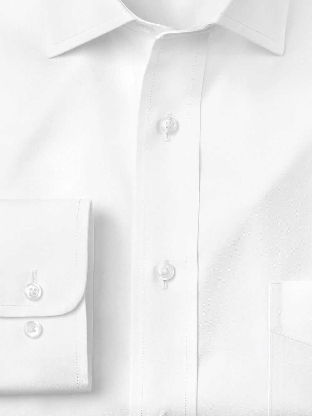 Non-Iron Cotton Pinpoint Solid Spread Collar Dress Shirt - White - Image 6