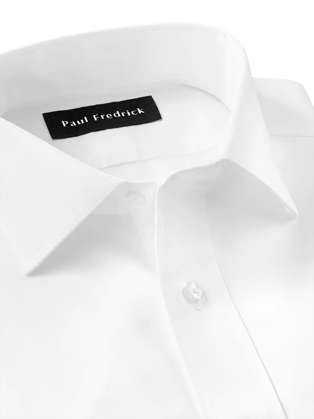Non-Iron Cotton Pinpoint Solid Spread Collar Dress Shirt - White - Image 7