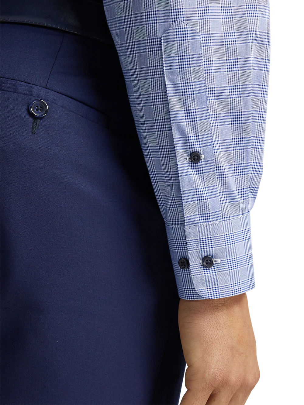 Non-Iron Cotton Plaid Dress Shirt With Contrast Trim - Sodalite - Image 4