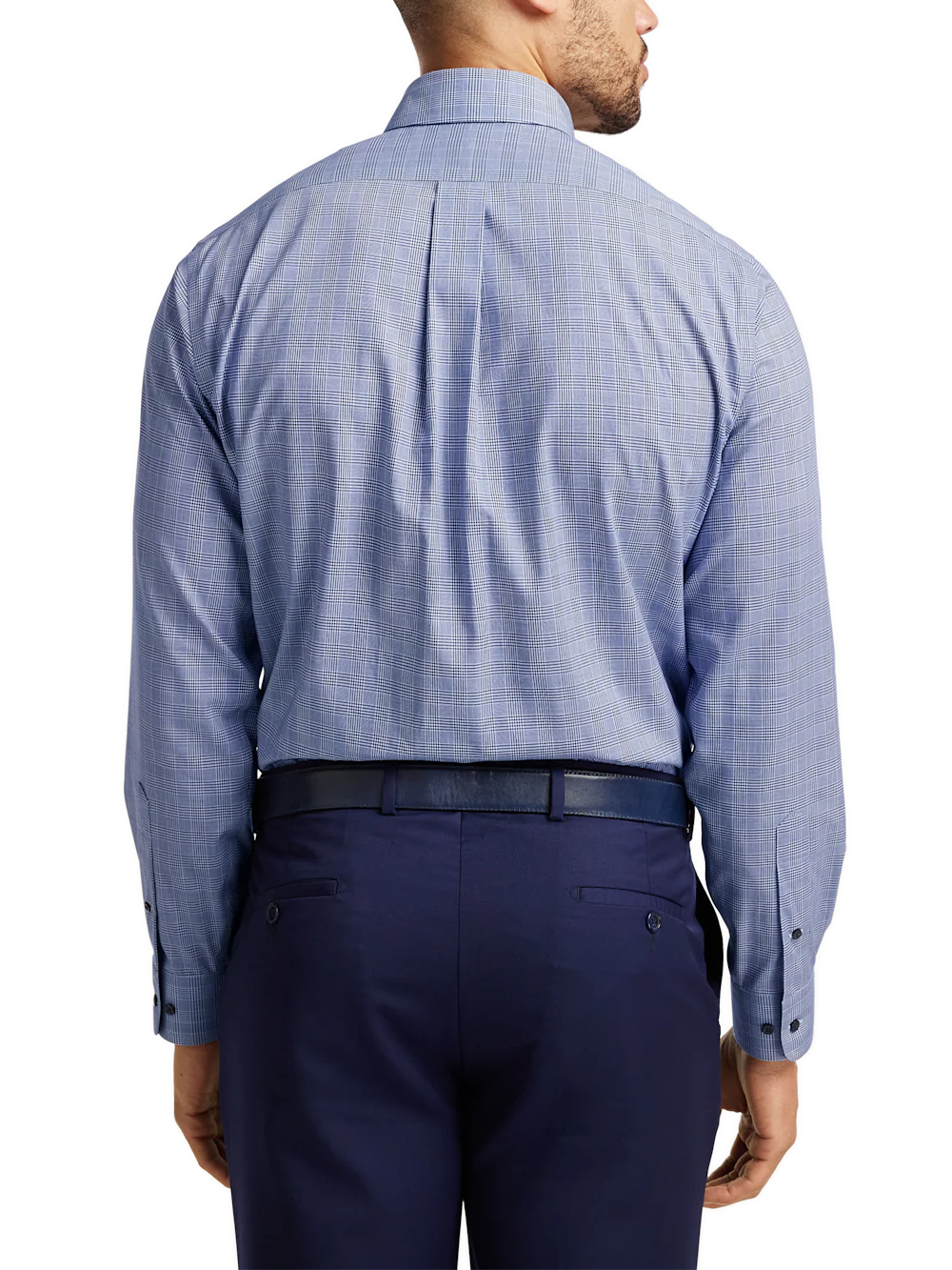 Non-Iron Cotton Plaid Dress Shirt With Contrast Trim - Sodalite - Image 5