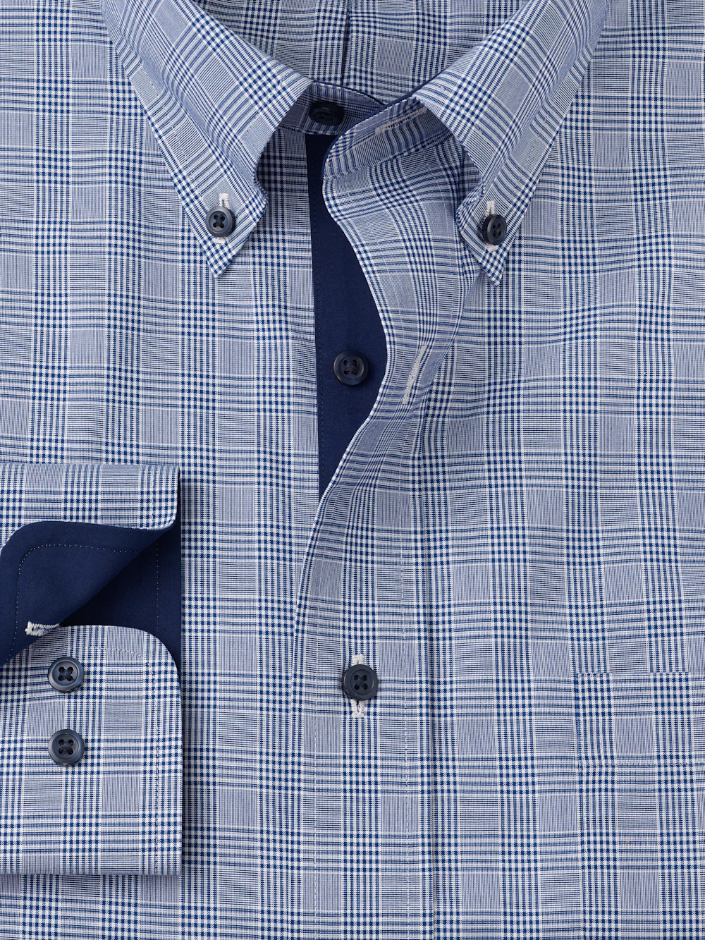 Non-Iron Cotton Plaid Dress Shirt With Contrast Trim - Sodalite - Image 6