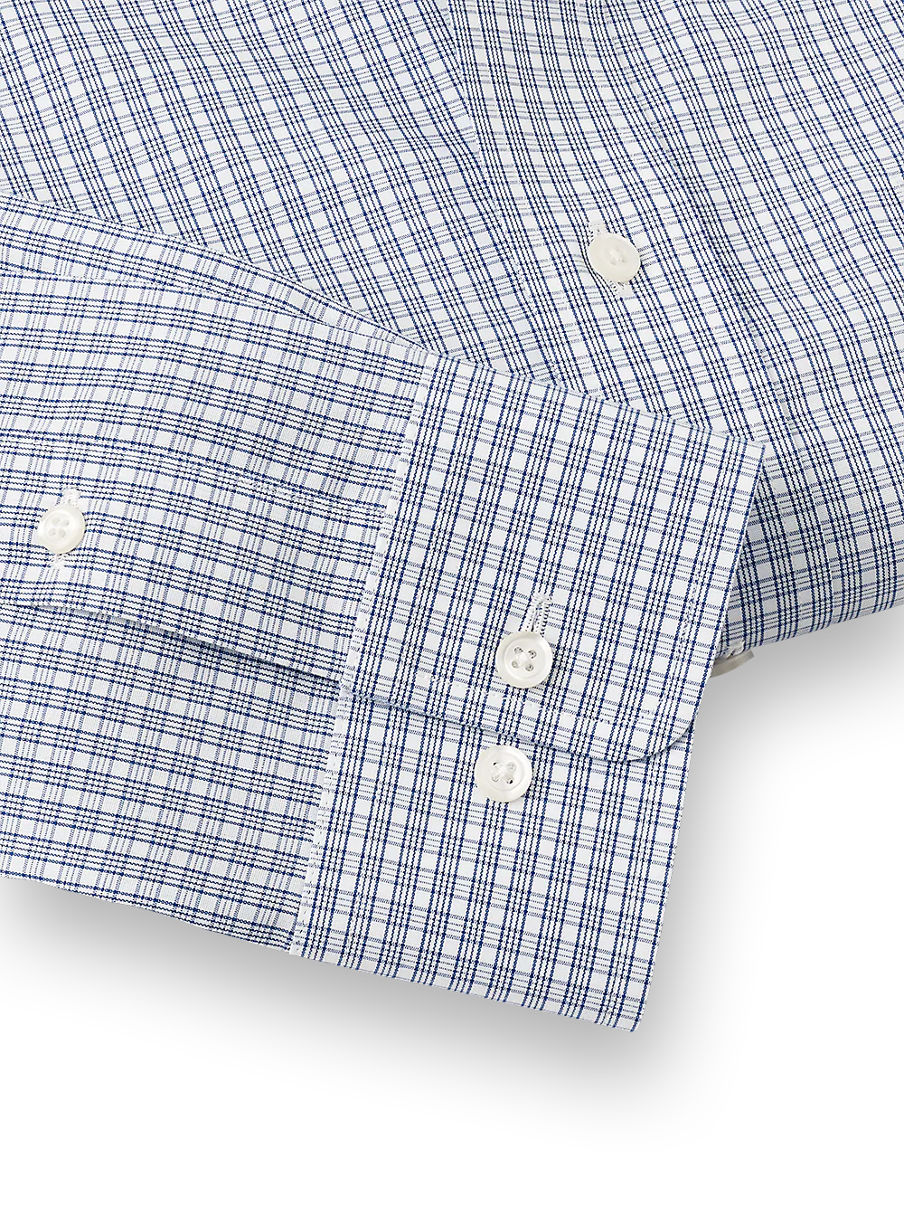 Non-Iron Cotton Plaid Dress Shirt With Contrast Trim - Blue - Image 4