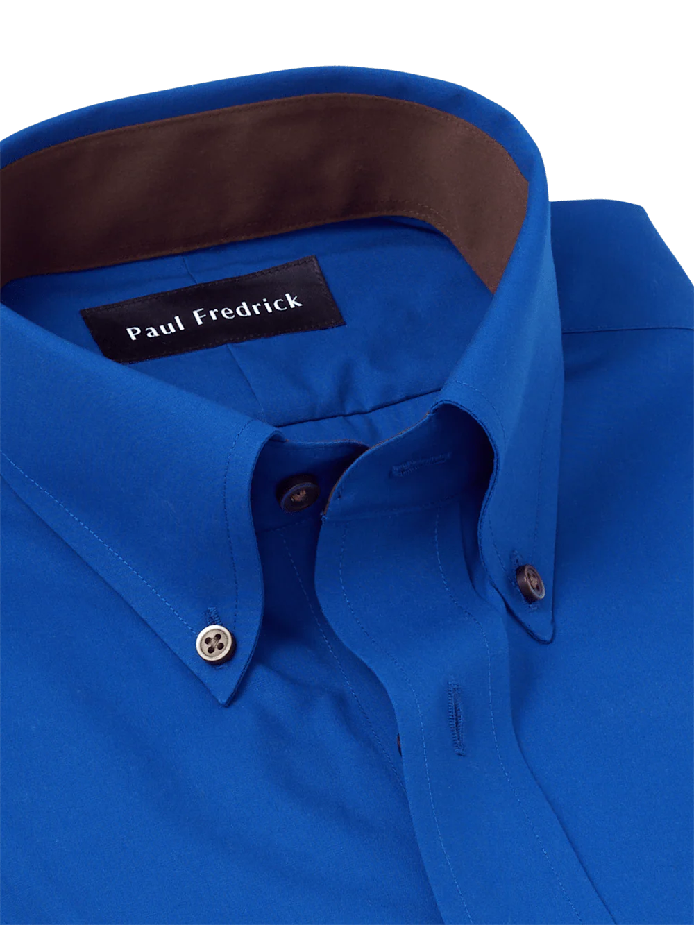 Non-Iron Cotton Solid Dress Shirt With Contrast Trim - Cobalt - Image 7