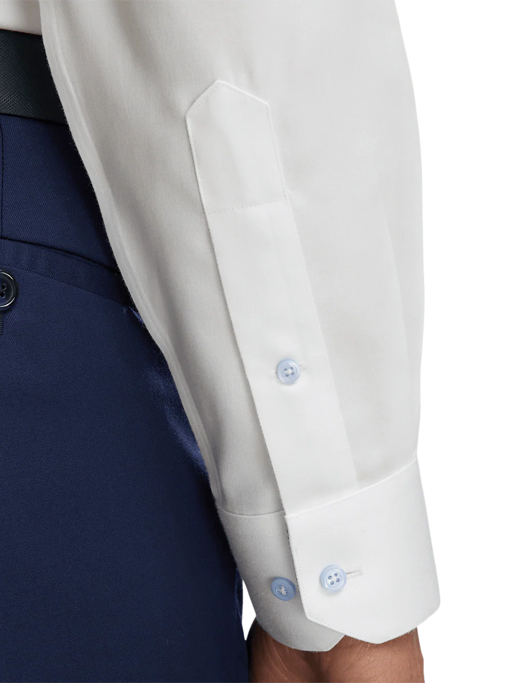 Non-Iron Cotton Solid Dress Shirt With Contrast Trim - White - Image 4