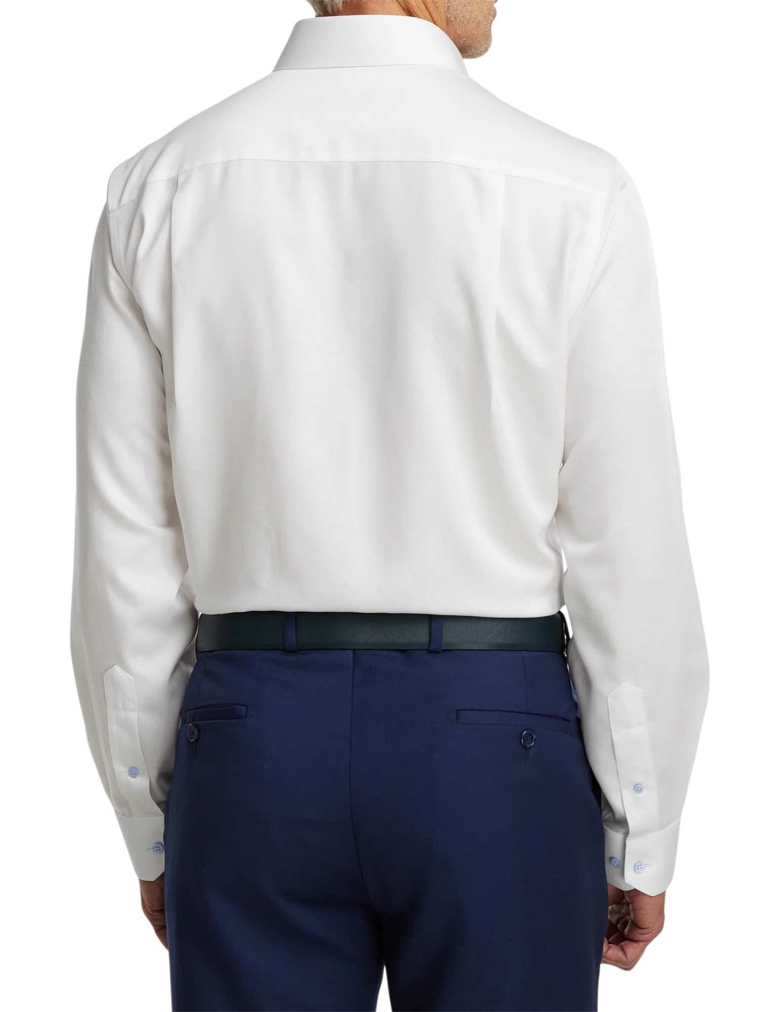Non-Iron Cotton Solid Dress Shirt With Contrast Trim - White - Image 5