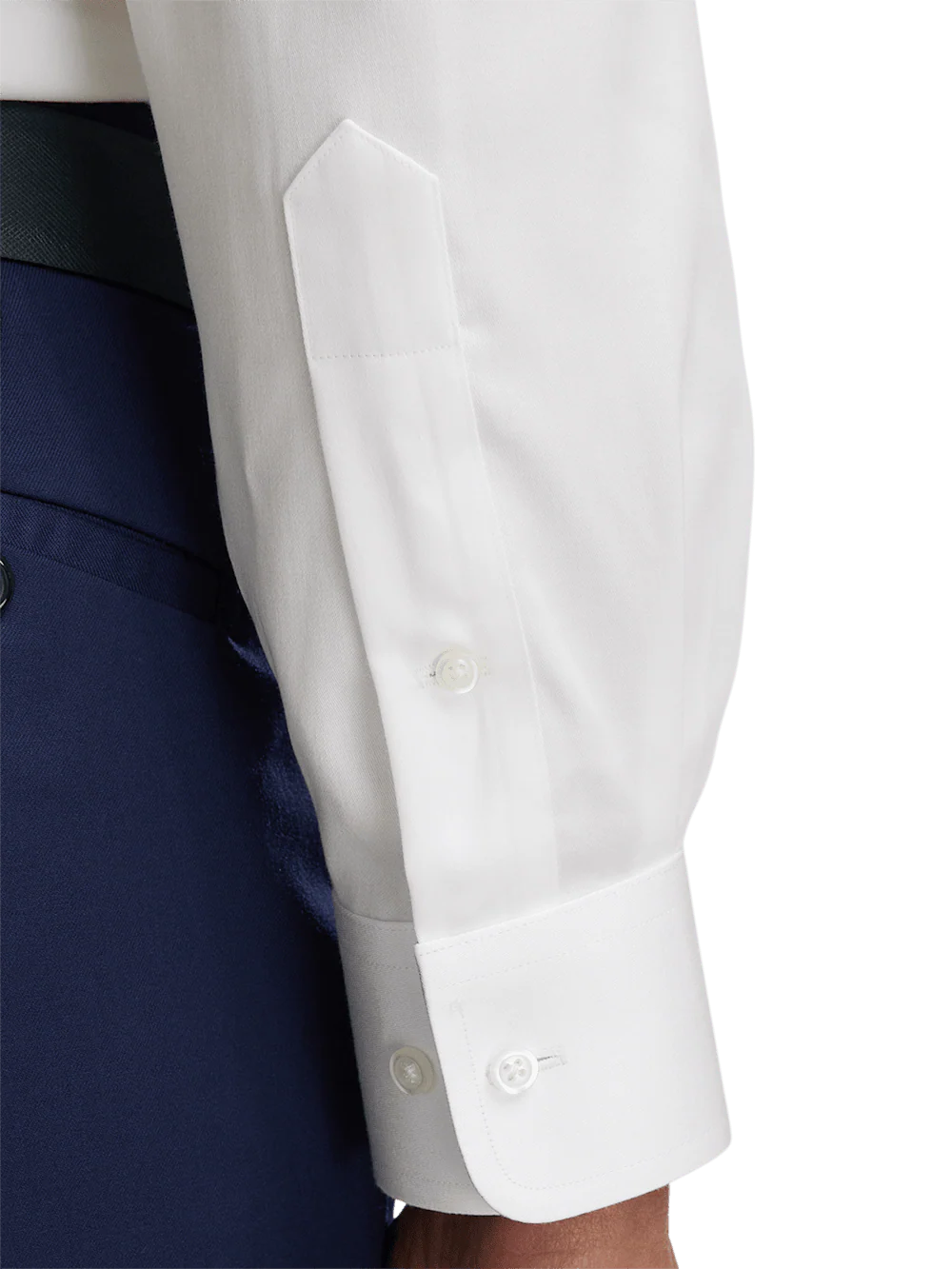 Non-Iron Cotton Solid Dress Shirt With Contrast Trim - White - Image 4