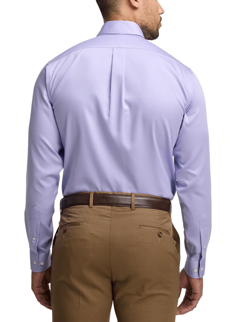 Non-Iron Cotton Solid Dress Shirt With Contrast Trim - Lavender - Image 5