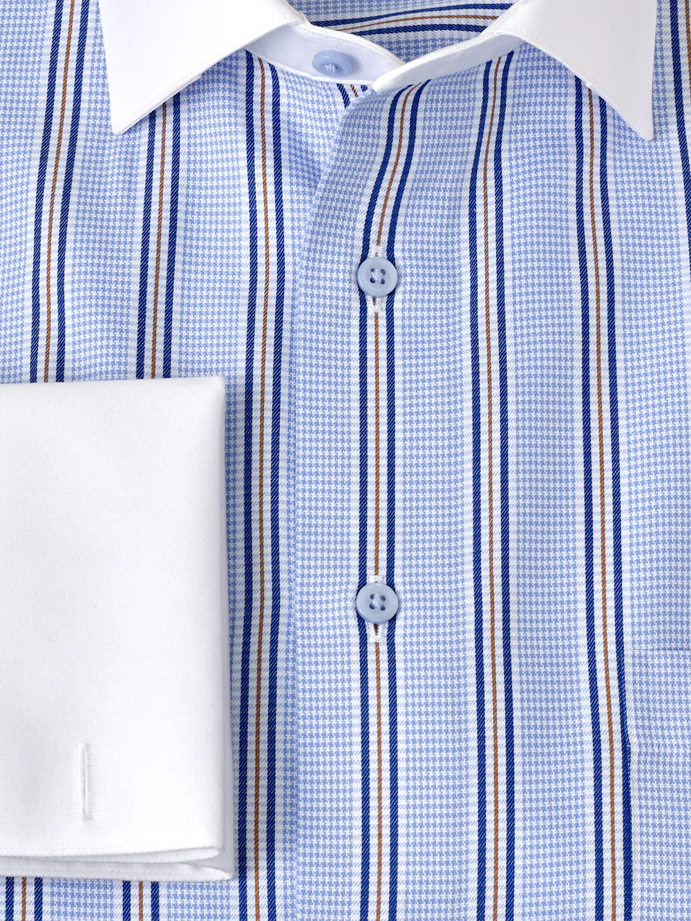 Non-Iron Cotton Stripe Dress Shirt - Blue - Image 6
