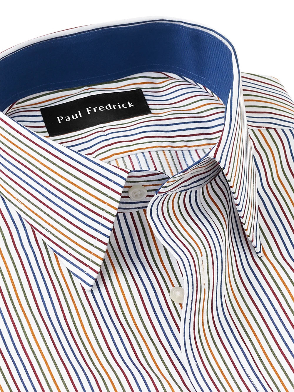 Non-Iron Cotton Stripe Dress Shirt With Contrast Trim - Multi - Image 7