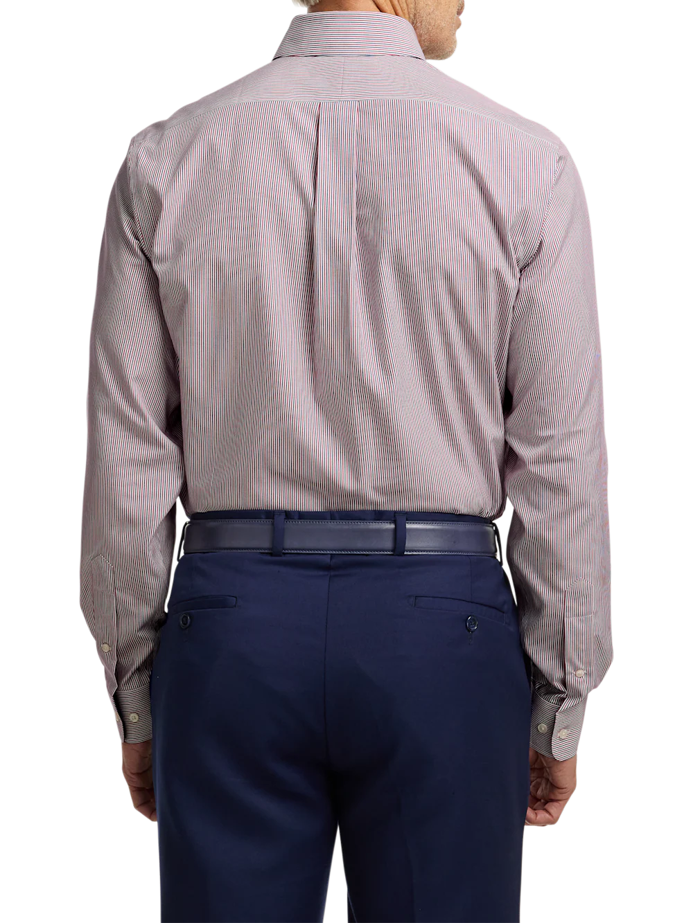 Non-Iron Cotton Stripe Dress Shirt With Contrast Trim - Red - Image 5