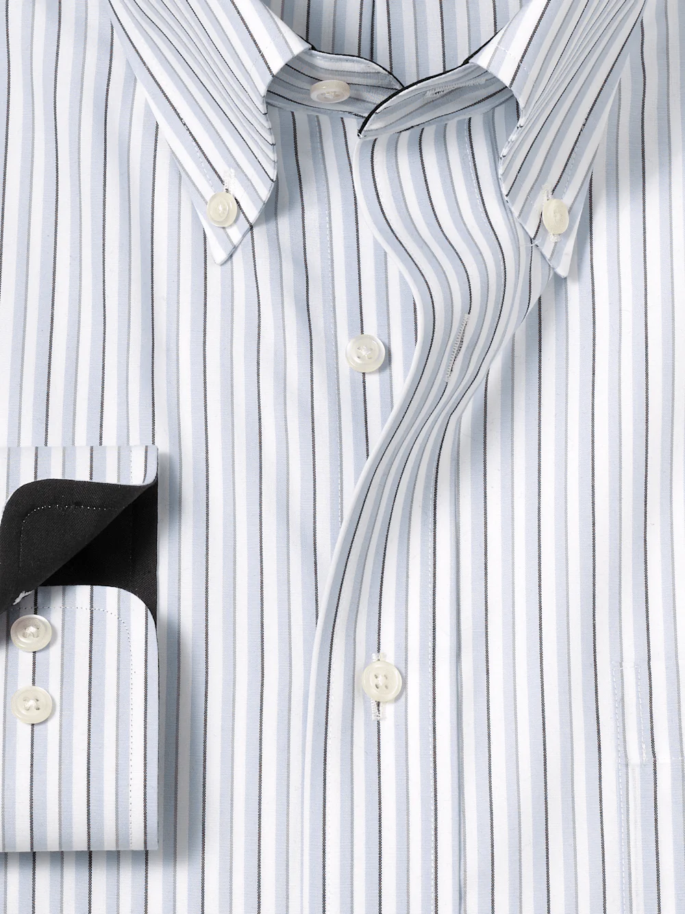 Non-Iron Cotton Stripe Dress Shirt With Contrast Trim - Grey/white - Image 6