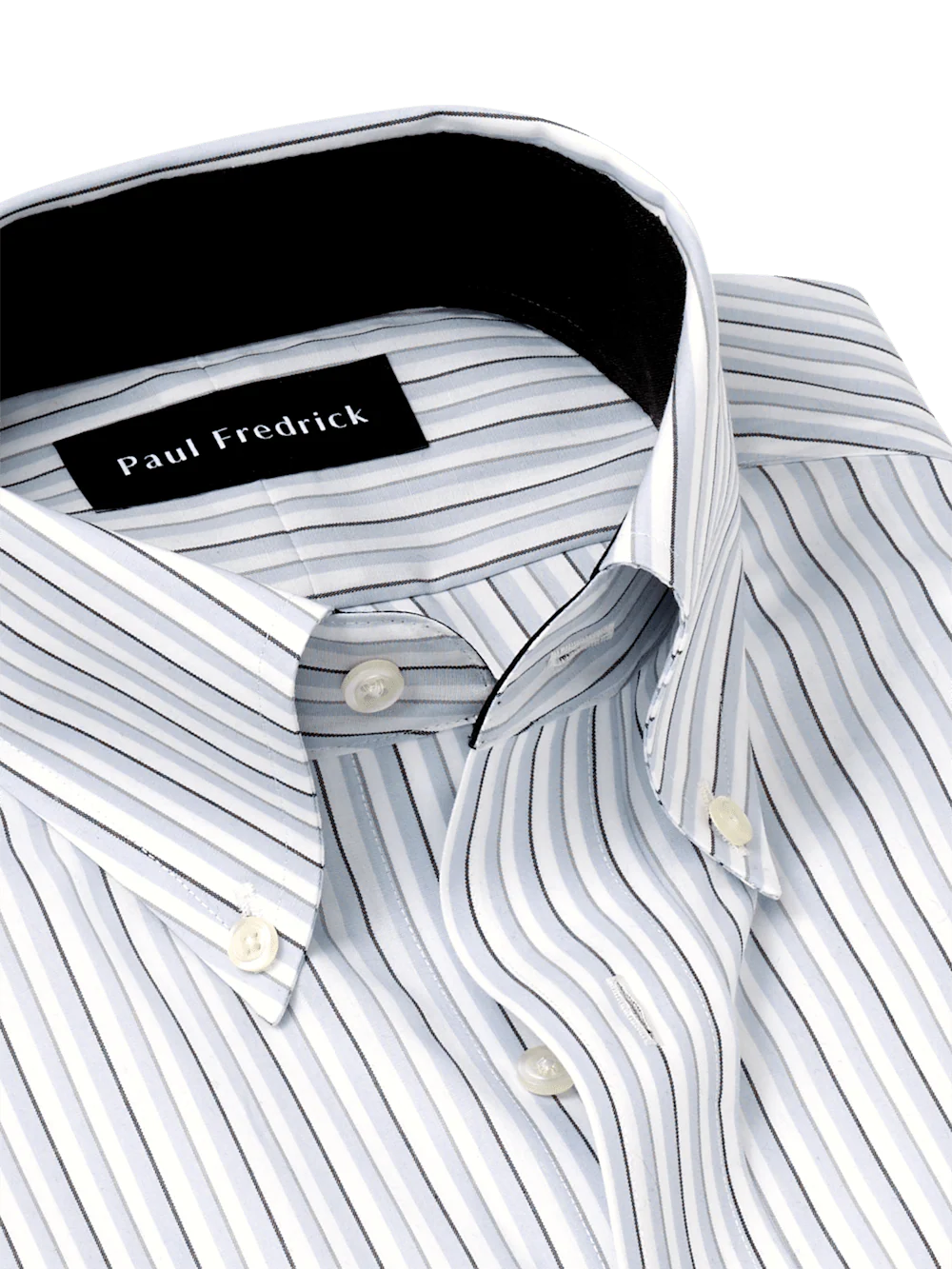 Non-Iron Cotton Stripe Dress Shirt With Contrast Trim - Grey/white - Image 7