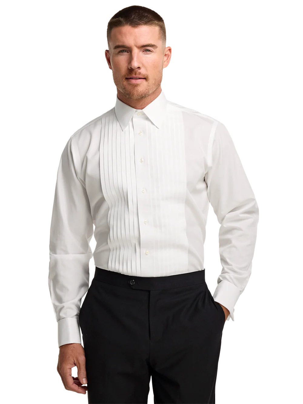 Non-Iron Cotton Tuxedo Shirt - White - Image 3