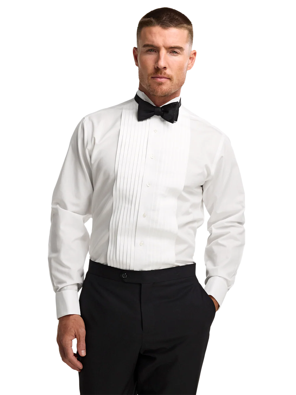 Non-Iron Cotton Tuxedo Shirt - White - Image 2