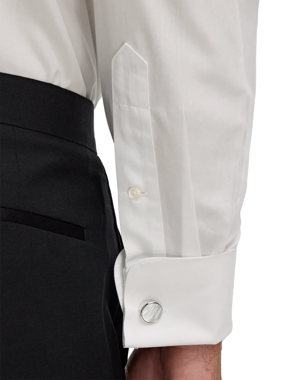 Non-Iron Cotton Tuxedo Shirt - White - Image 5