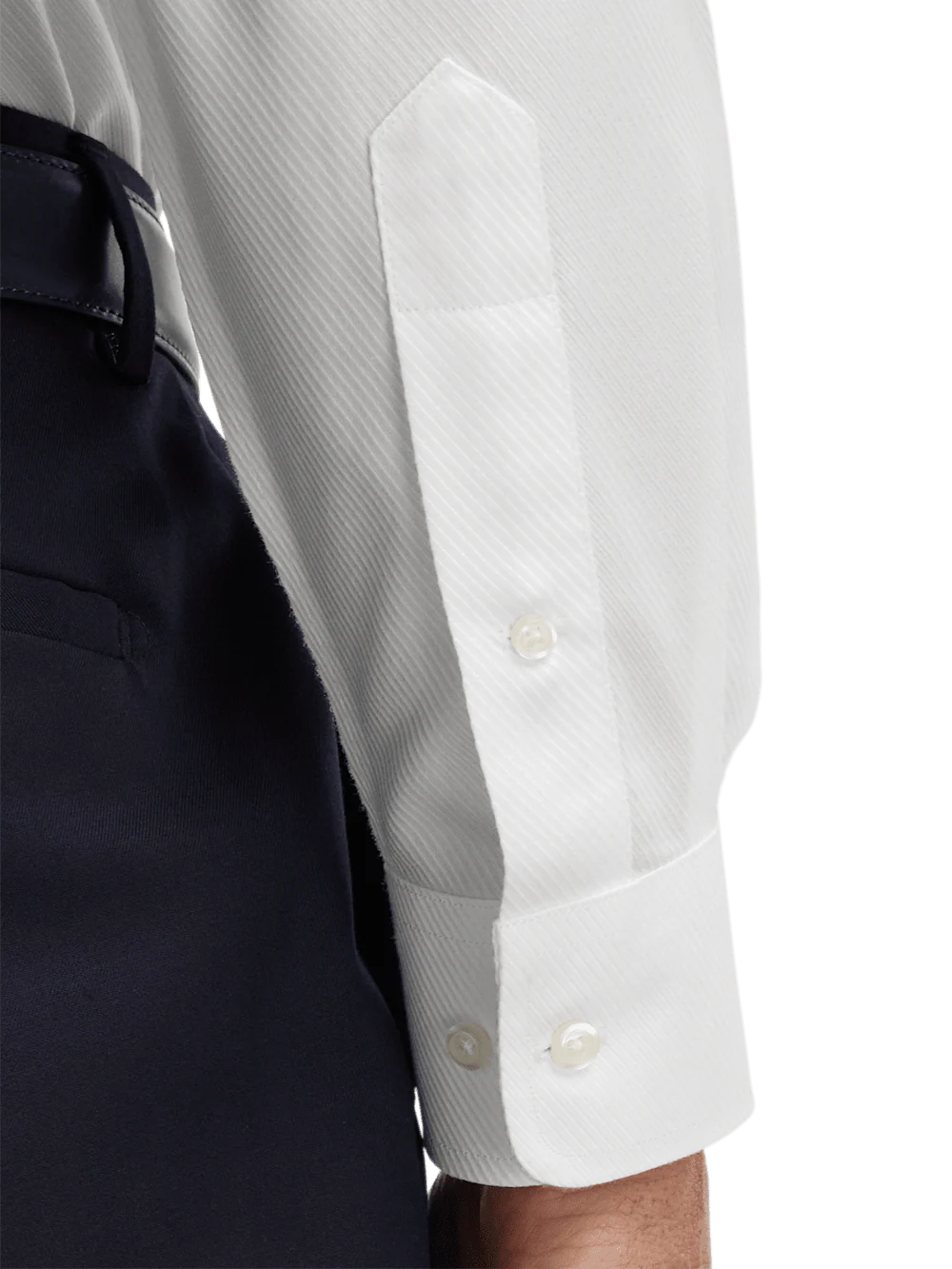 Non-Iron Cotton Twill Button Down Collar Dress Shirt - White - Image 4