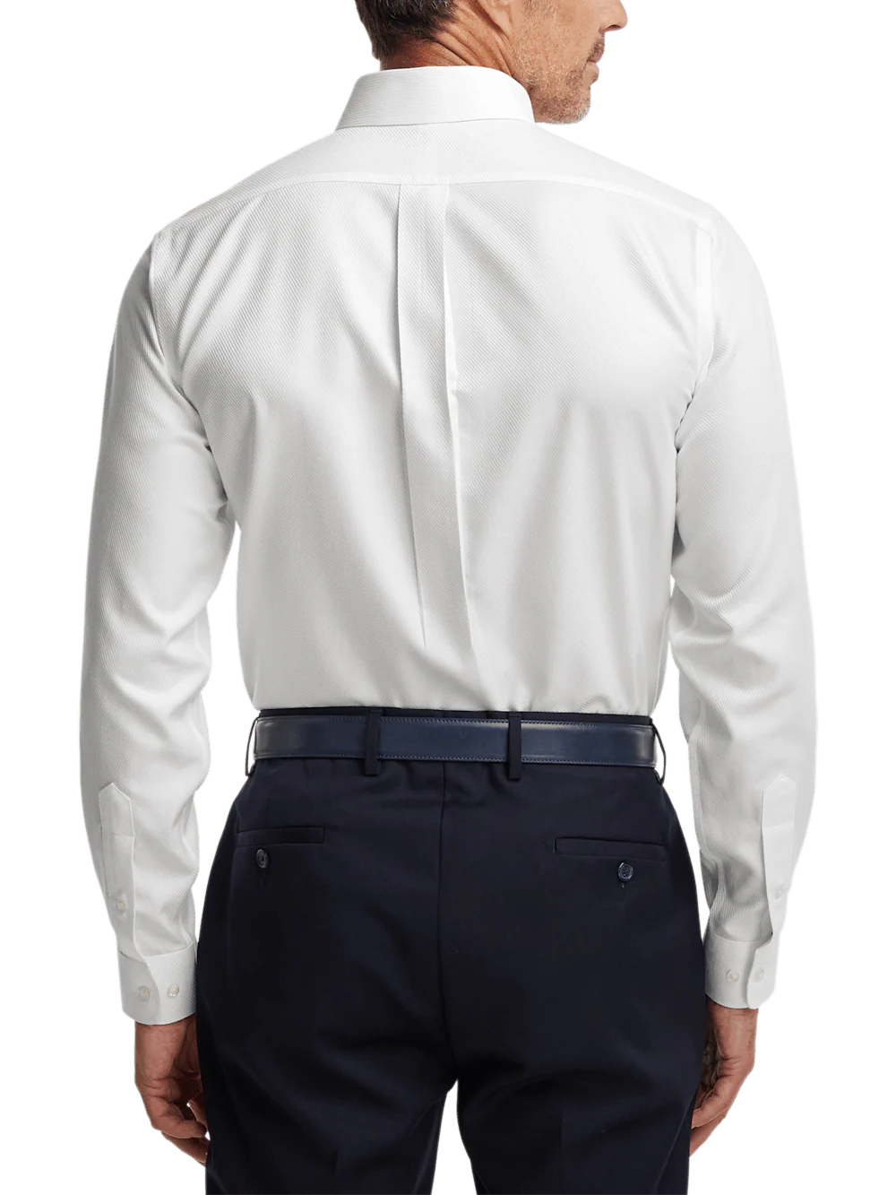Non-Iron Cotton Twill Button Down Collar Dress Shirt - White - Image 5