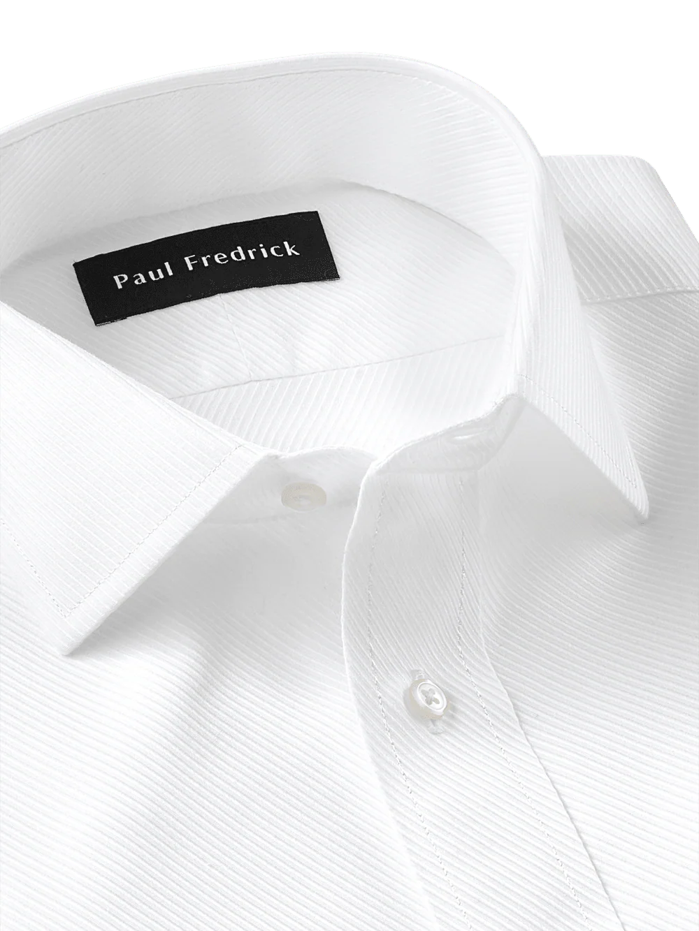 Non-Iron Cotton Twill Spread Collar Dress Shirt - White - Image 7