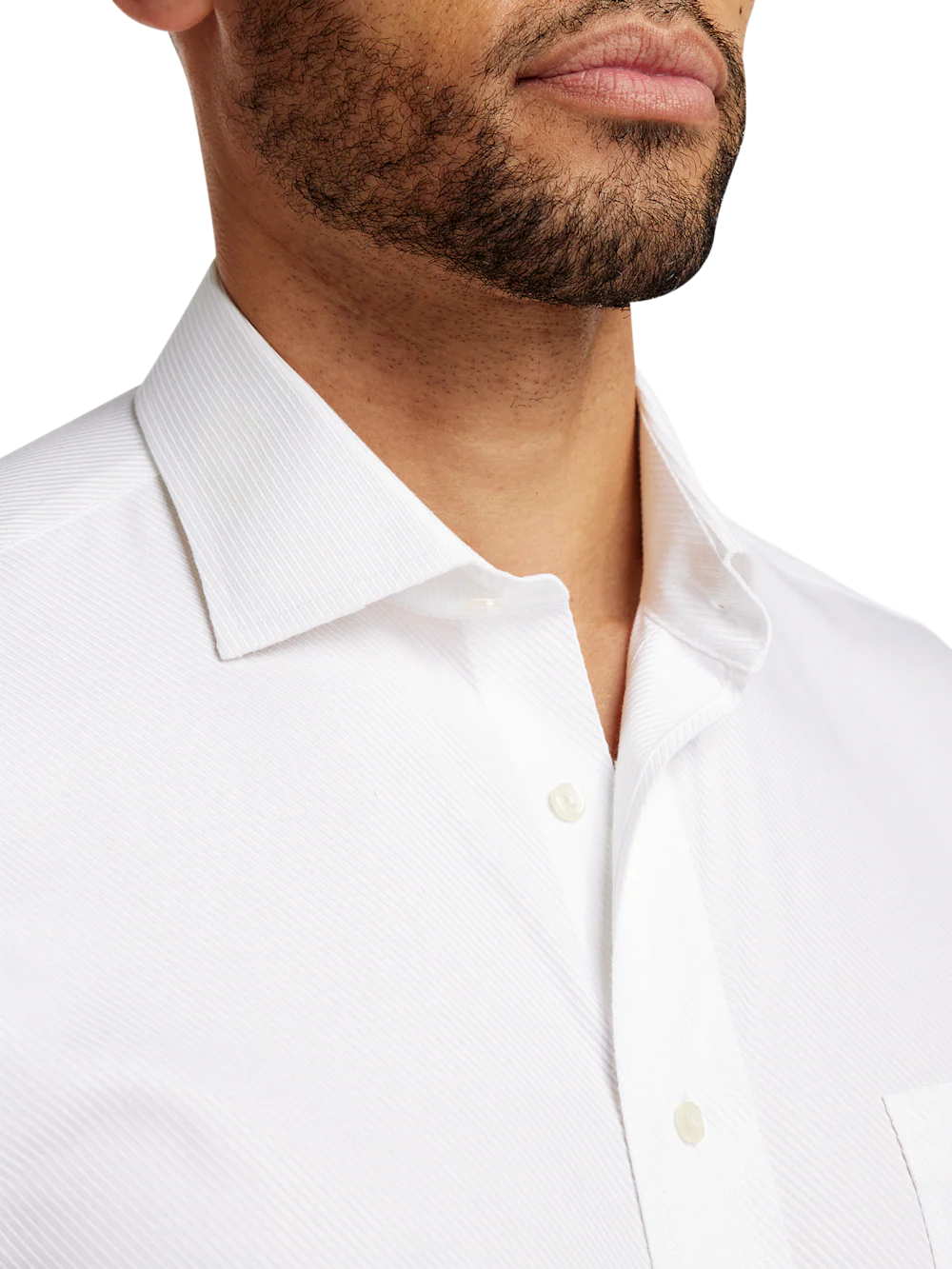 Non-Iron Cotton Twill Spread Collar French Cuff Dress Shirt - White - Image 3
