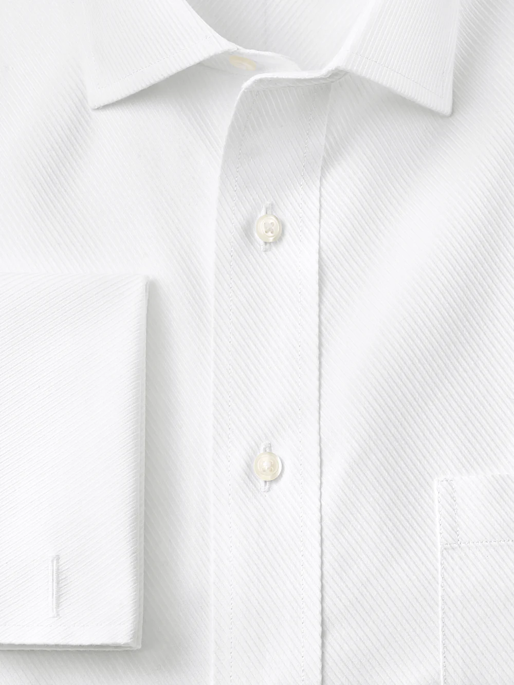Non-Iron Cotton Twill Spread Collar French Cuff Dress Shirt - White - Image 6