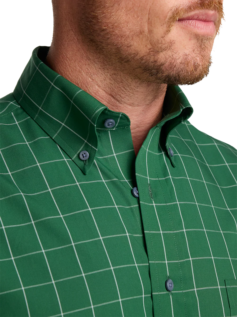 Non-Iron Cotton Windowpane Dress Shirt - Green - Image 3