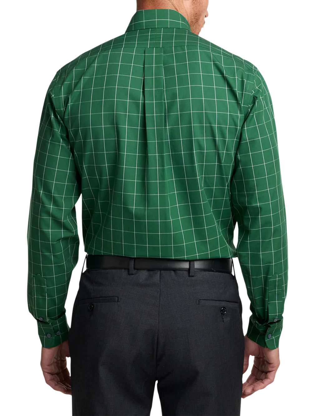 Non-Iron Cotton Windowpane Dress Shirt - Green - Image 5