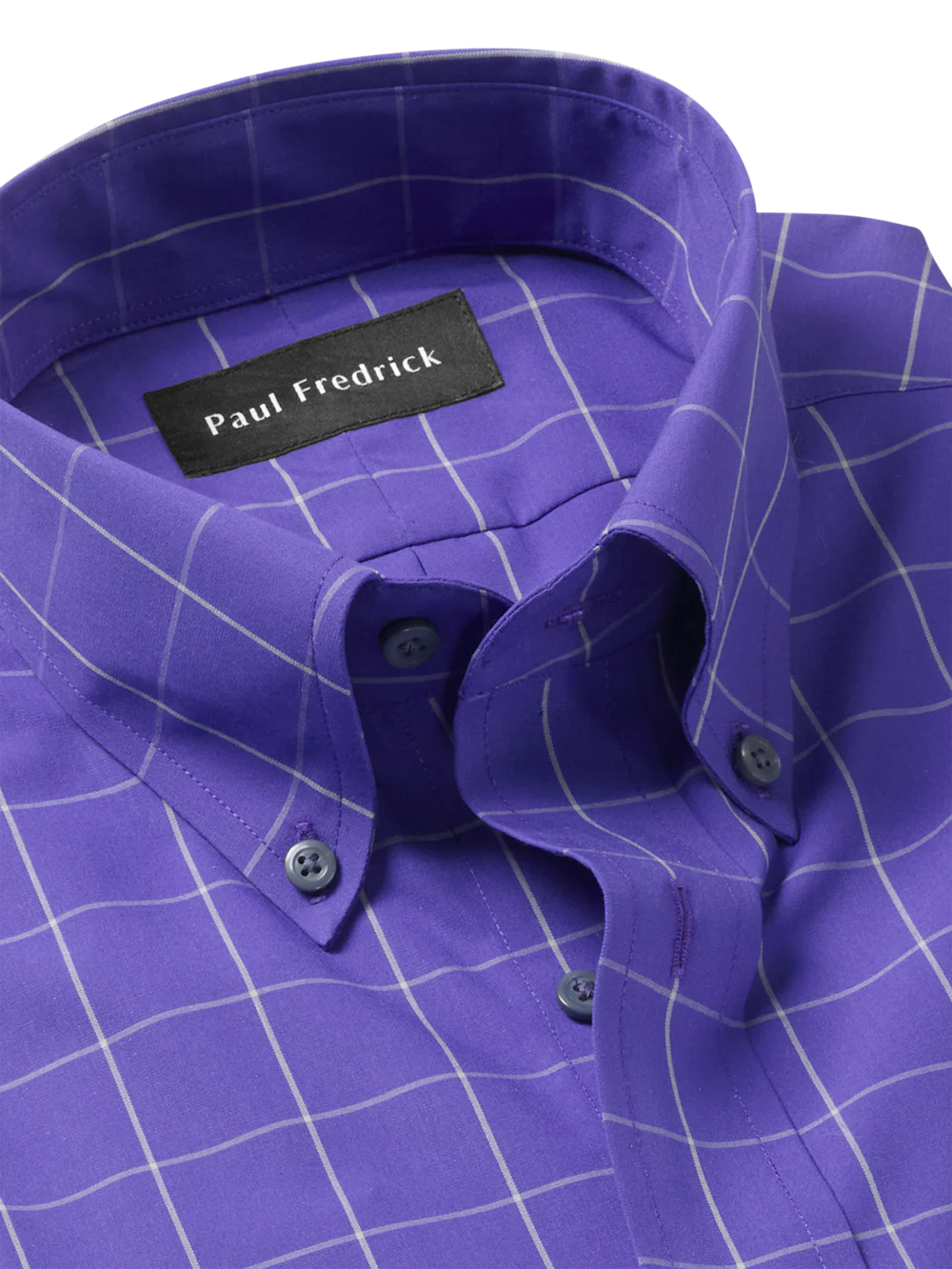 Non-Iron Cotton Windowpane Dress Shirt - Purple - Image 7