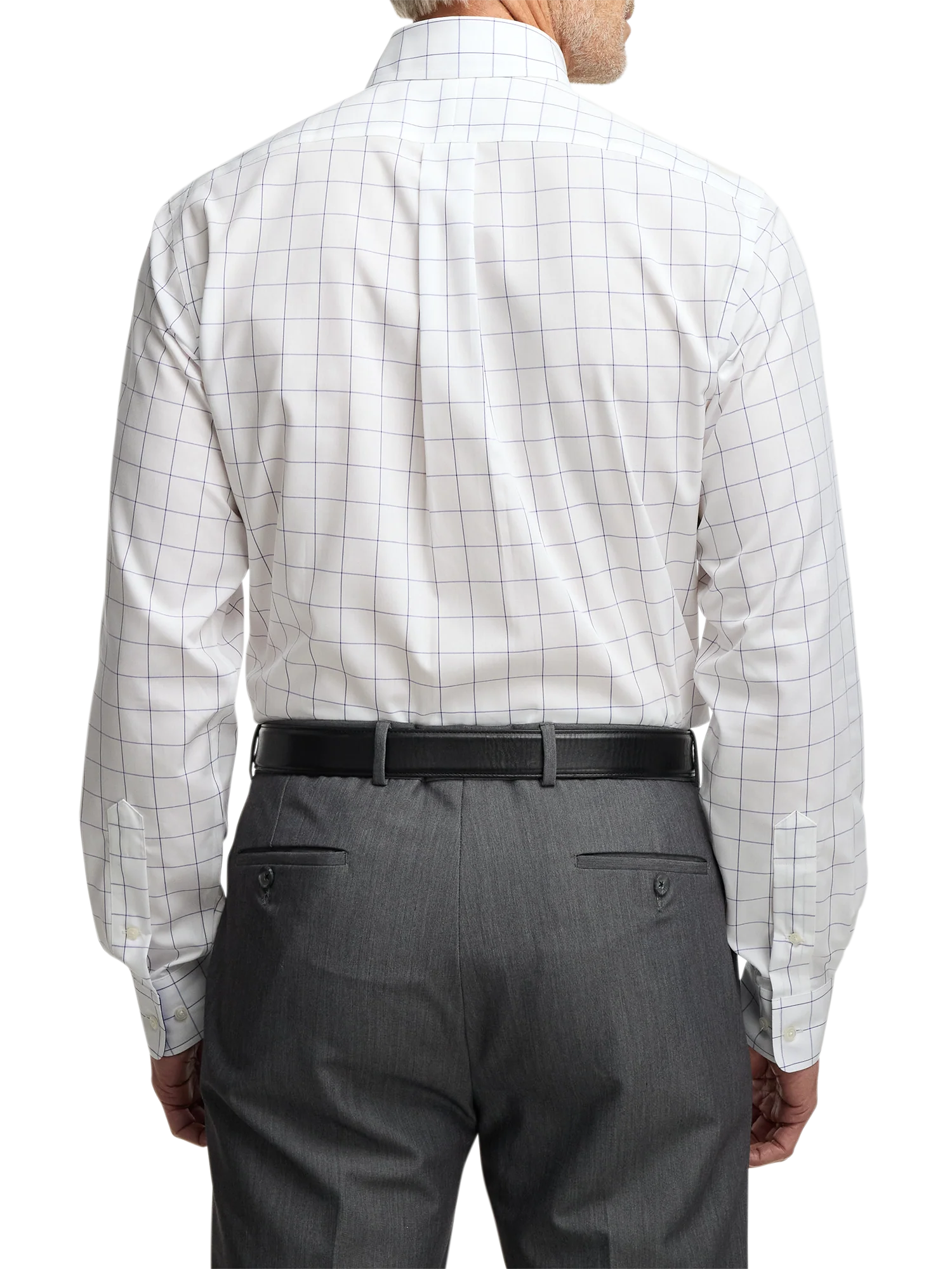 Non-Iron Cotton Windowpane Dress Shirt With Contrast Trim - Purple - Image 5