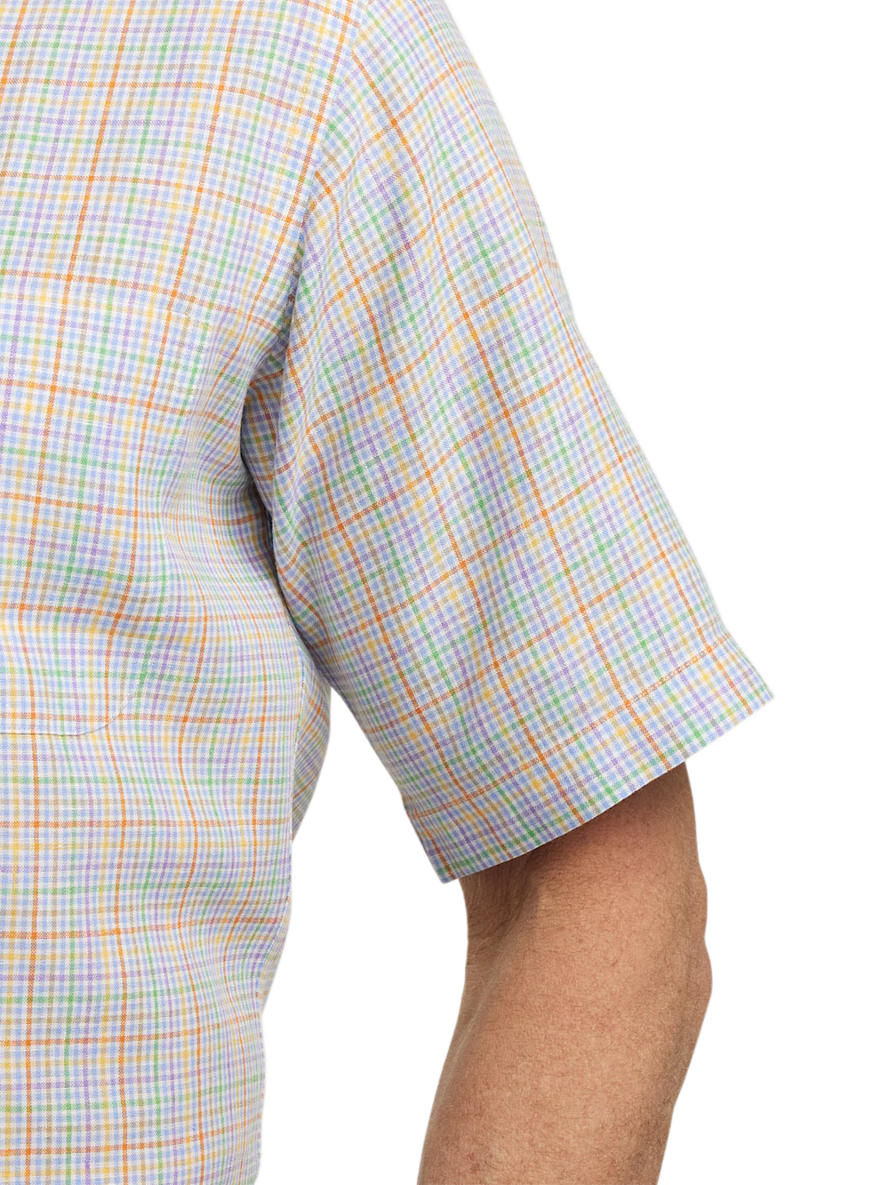Non-Iron Linen Plaid Dress Shirt With Contrast Trim - Multi - Image 4