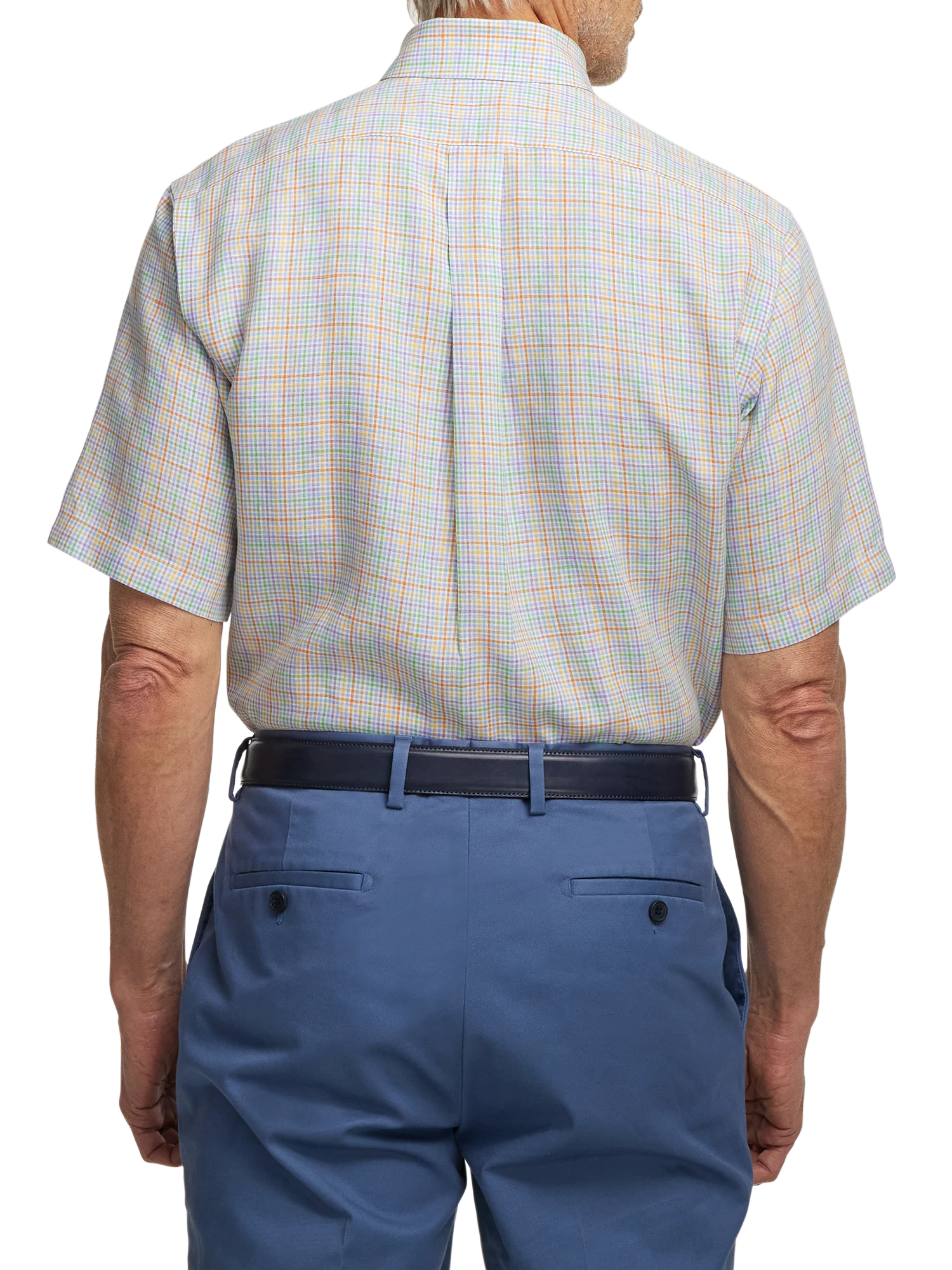 Non-Iron Linen Plaid Dress Shirt With Contrast Trim - Multi - Image 5