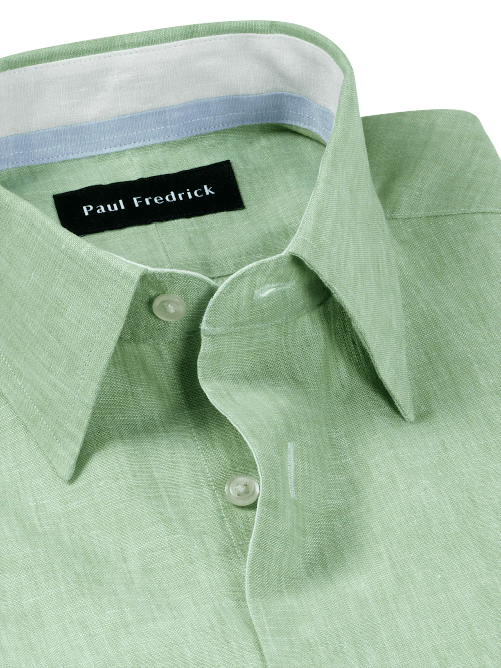 Non-Iron Linen Solid Dress Shirt With Contrast Trim - Green - Image 7