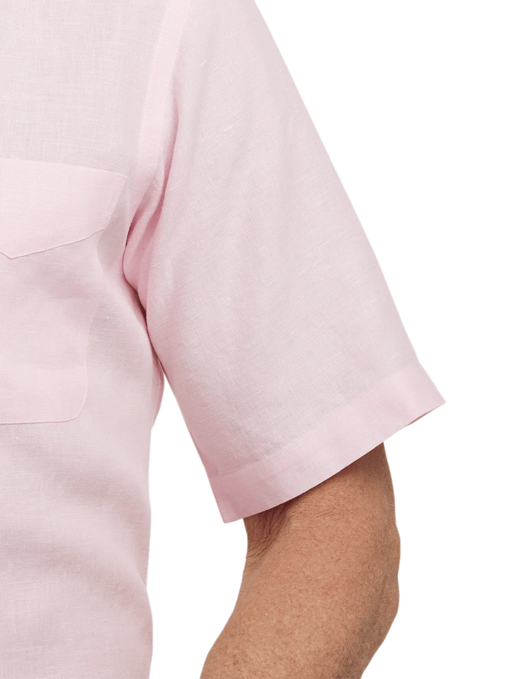 Non-Iron Linen Solid Dress Shirt With Contrast Trim - Pink - Image 4