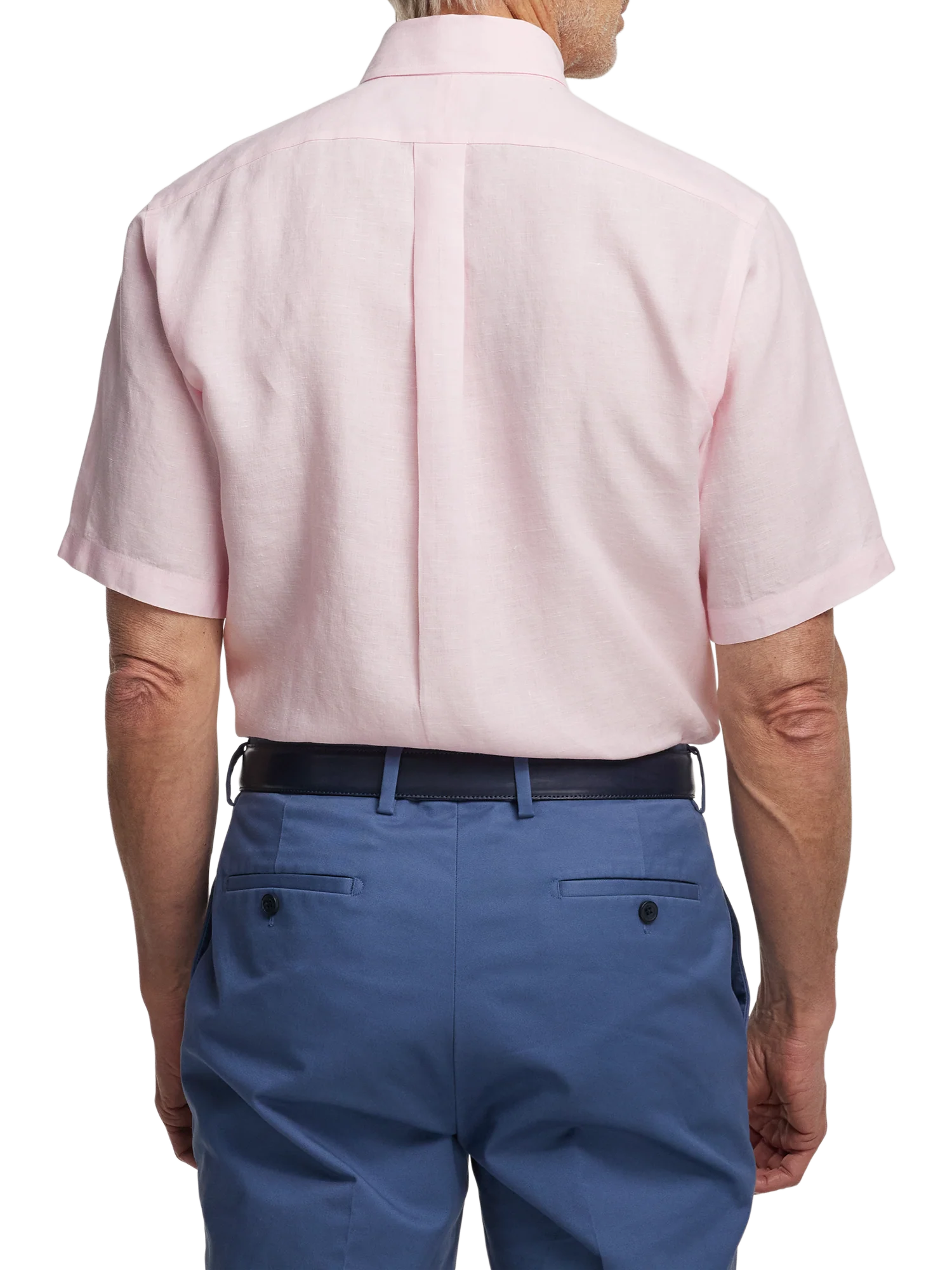 Non-Iron Linen Solid Dress Shirt With Contrast Trim - Pink - Image 5