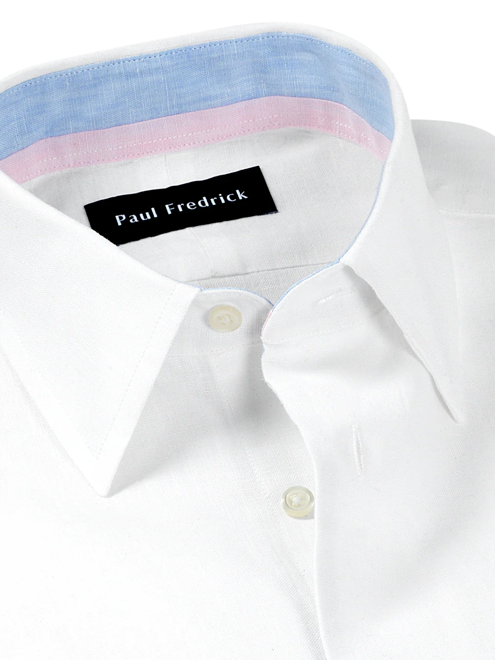 Non-Iron Linen Solid Dress Shirt With Contrast Trim - White - Image 7