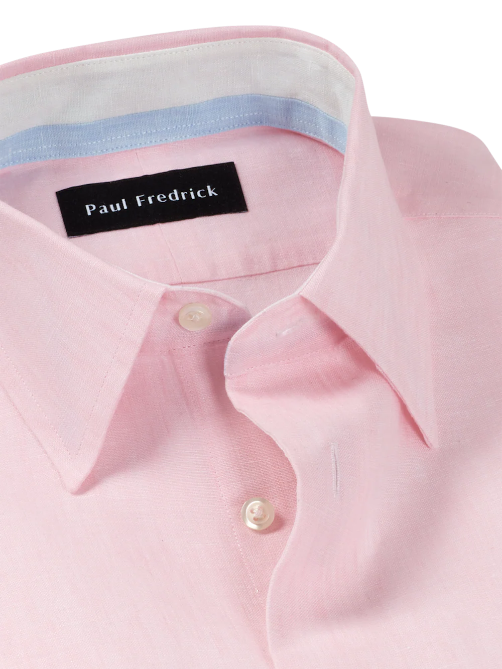 Non-Iron Linen Solid Dress Shirt With Contrast Trim - Pink - Image 7